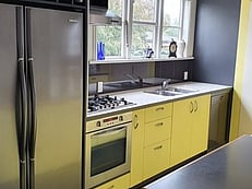 Fridge, stove and oven in kitchen