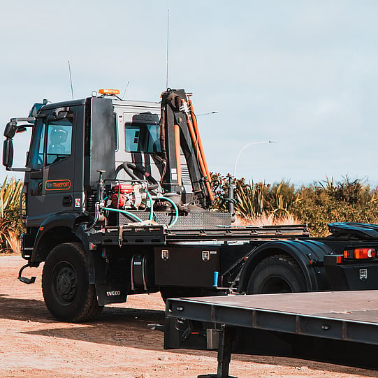 TDM Transport Iveco Hiab truck with hydraulic crane, New Zealand