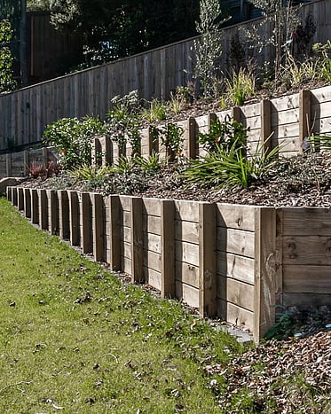 Rotorua retaining wall built with timber