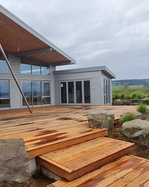 Modern deck installed in a Rotorua modern house by Ultrascape Landscaping