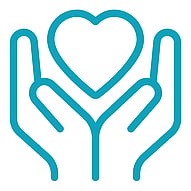 Social work icon drawing of hands holding a heart 