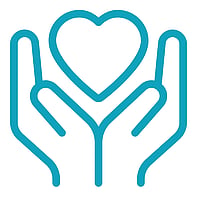 Social work icon drawing of hands holding a heart 
