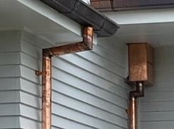 close up of copper spouting and downpipes by Fine Line Hamilton