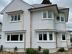 Beautiful copper guttering and downpipes on two storey home Hamilton