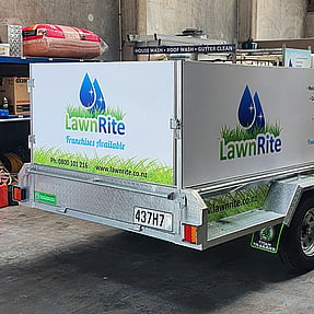 Digitally printed ACM panel on Lawn Rite Trailer