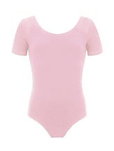 Short Sleeve Ballet Leotard with Wide scoop neck Pink