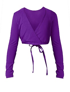 Long Sleeve ballet crossover top in Grape Purple with ties