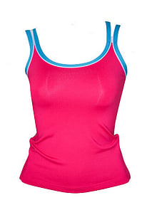 Jazz Singlet top with double straps in Raspberry with Turquoise straps and Keyhole back