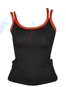 Jazz Singlet top with double straps in Black with Red straps 