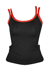 Jazz Singlet top with double straps in Black with Red straps 