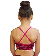 Dance Croptop in Cerise pink Zebra print with crossed back straps