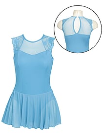 lace and mesh ballet leotard dress in blue