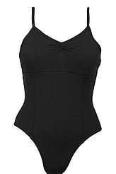 Spaghetti Strapless Ballet Leotard with V-Neck Black 