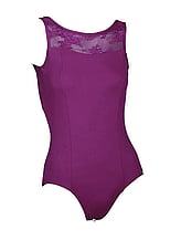 Sleeveless Ballet Leotard with curl shape patterns in front Flesh