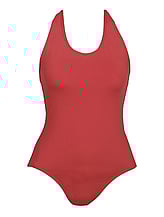 Wide Strap Ballet Leotard with round neck plain Red