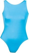 Sleeveless Ballet leotard with round U-neck shape plain Blue