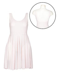 sleeveless ballet leotard dress in white with scoop neck