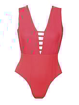 Wide strap Ballet Leotard with front gap V-neck strap Red