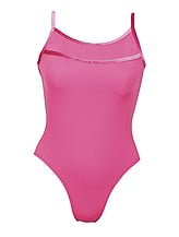 Spaghetti Strap Ballet leotard with upper chest line and slight scoop neck Raspberry