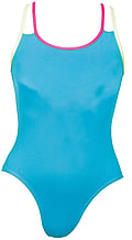 Sleeveless Ballet leotard with Pink wide U-Neck Shape the straps White and the rest Turquoise