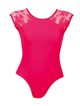 Cap Sleeve Ballet leotard with shoulder lace Red