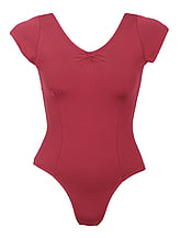 Cap Strap Ballet leotard with slight Scoop V-neck plain Burgundy