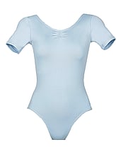Short Sleeve Ballet leotard with slight scoop neck plain Blue
