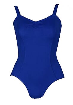 Ballet Leotard with wide straps and gathered neckline in Royal