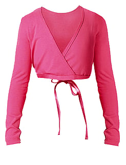 Long Sleeve ballet crossover top in Raspberry Pink with ties