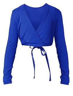 Long Sleeve ballet crossover top in Blue with ties