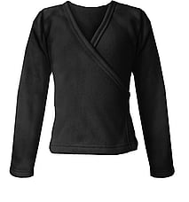 Long Sleeve polarfleece ballet crossover top in Black with ties