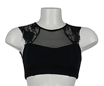 Tank style Jazz Singlet in Black with Cerise Edging on Sleeves and Crossed back