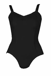 Ballet Leotard with wide straps and gathered neckline in black