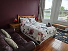 Bedroom with leather sofa