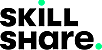 Skillshare logo with bold black uppercase text "SKILL SHARE" stacked, featuring two small green dots accenting the letters "I" and the period at the end