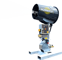 A Screenpod S45 dust cannon for fugitive dust suppression, water misting cannons, for quarrying, haul roads, aggregate dust