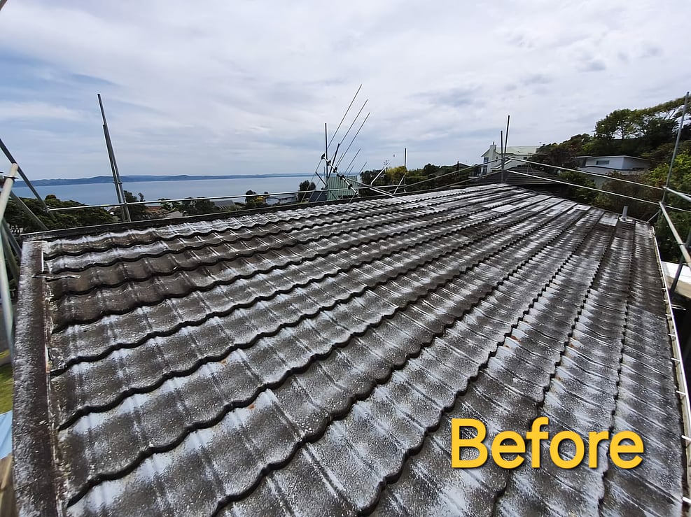  before picture of a tiled roof Kerikeri