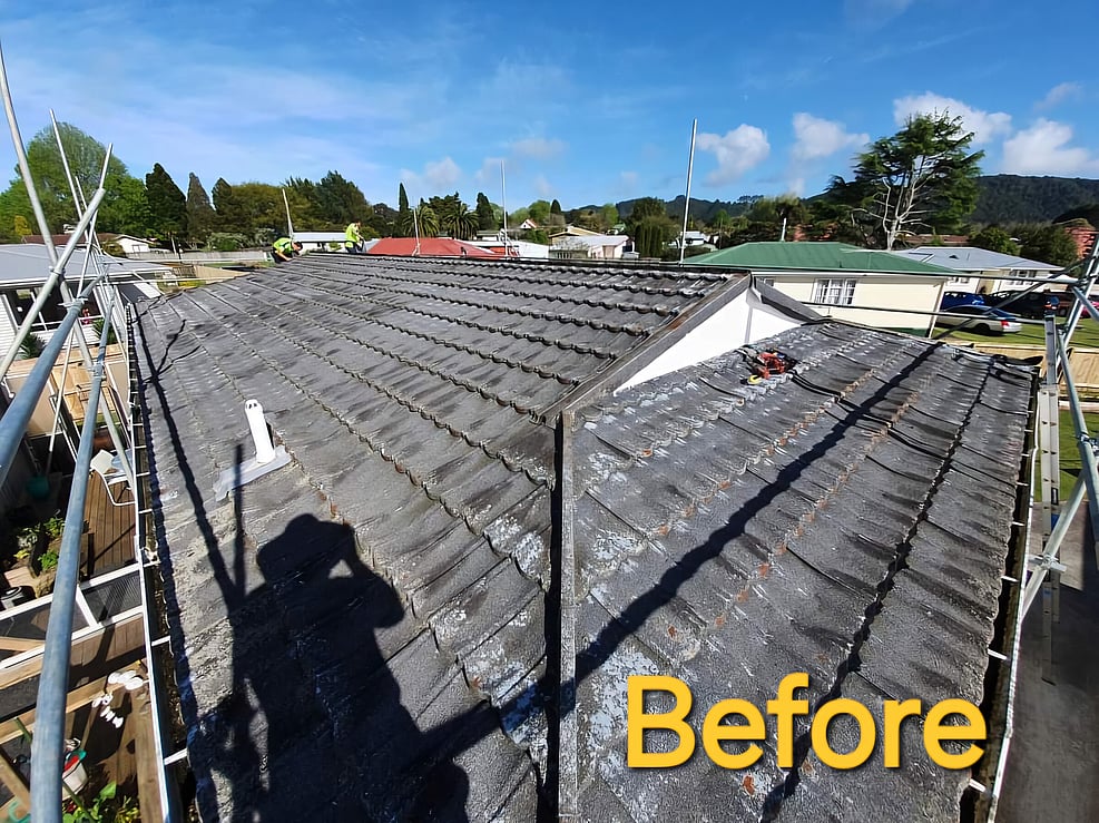  before picture of a tiled roof Kerikeri