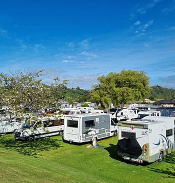 campground with caravans and motorhomes