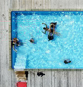 Drone view of swimming pool