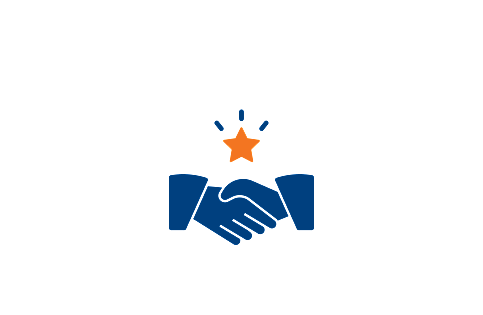 hands shaking with a star above symbolising Licensed & qualified specialists