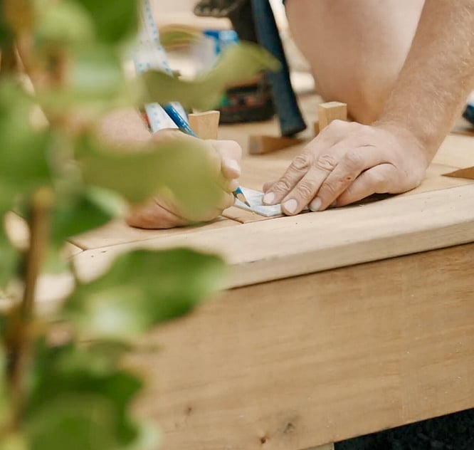 Building a timber deck as part of landscape construction in Nelson