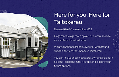Sample of website content writing for 155 Whare Awhina, support services for Northland community