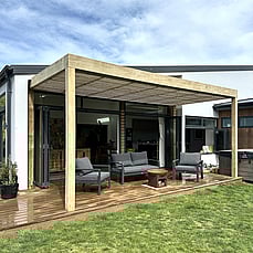 timber pergola slatted roof cashmere canterbury prolam posts 