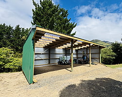 green 3 bay pole shed canterbury with eyebrow
