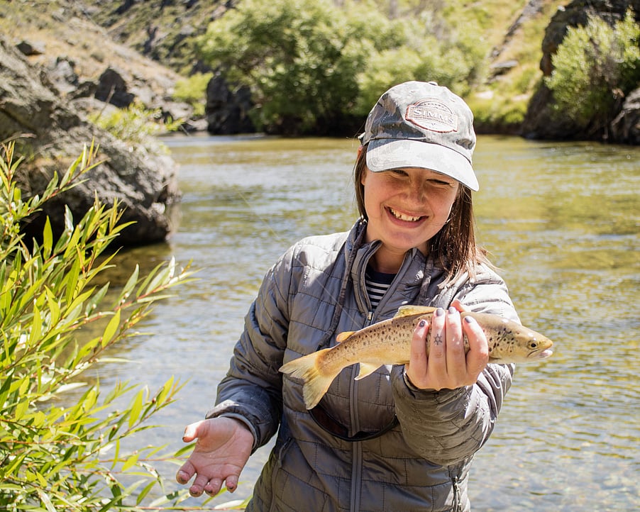 This girl can fish, small browns, big smiles 