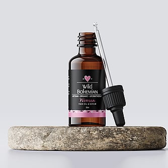 Label Design mockup for Wild Bohemian facial oll by Page Design Ltd
