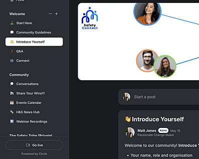 Safety Connect introduce yourself to your health and safety community