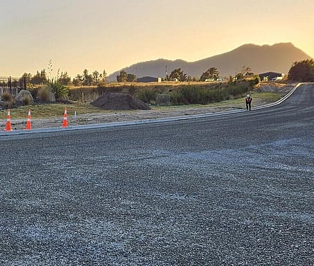 asphalt concrete drive in front of Mt Tauhara