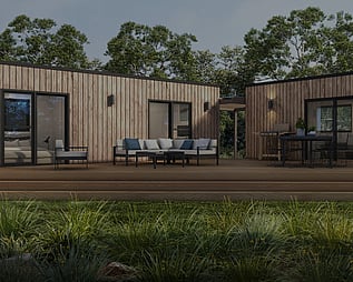 Image of the tiny home cabin exterior, built by Whitechurch Construction, Waikato residential builders.